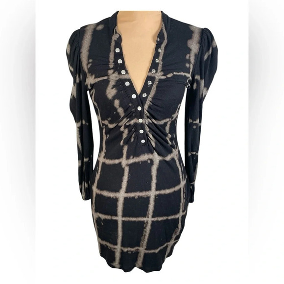 ✨ CHASER Ruched Button Up Tie Dye Ribbed Dress Size XS - Picture 1 of 7